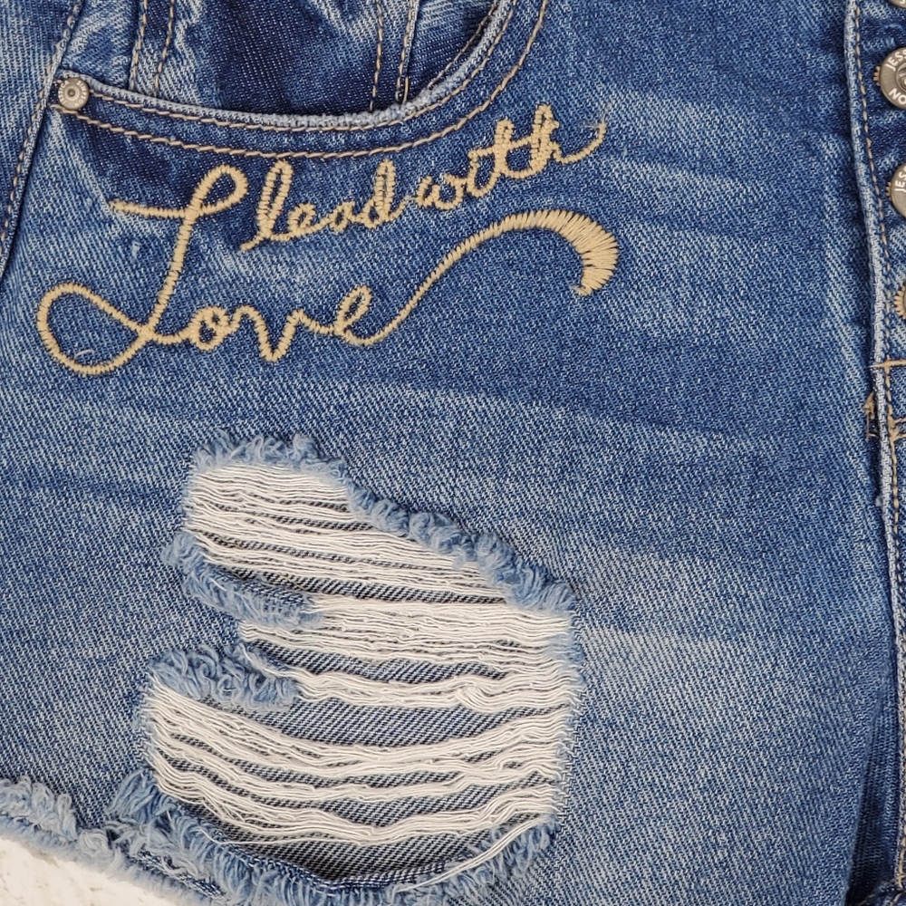 Jessica Simpson Button Fly Cut Off Ranger Shorts - Picture 2 of 7